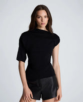 Asymmetrical Drape Neck Jersey Sweater