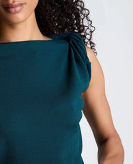Asymmetrical Drape Neck Jersey Sweater