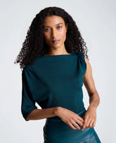 Asymmetrical Drape Neck Jersey Sweater