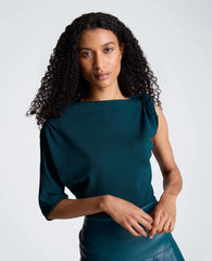 Asymmetrical Drape Neck Jersey Sweater