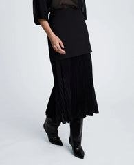 Center Back Zip Pleated Maxi Skirt