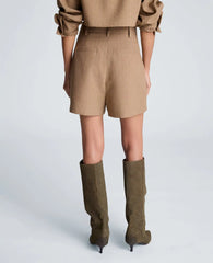 High Rise Fly Front Pleated Short