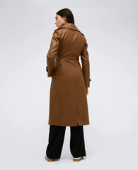 Faux Leather Belted Trench