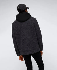 Boucle Wool Jacket with Attached Jersey Hood