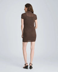 Varigated Polo Cap Sleeve Sweater Dress