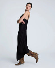 Asymmetrical Hem Cowl Neck Dress