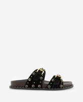 Deardra Leather Double Buckle Band Slide