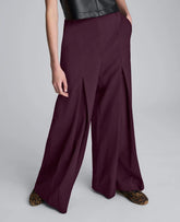 Luxe Twill Wide Leg Inverted Pleat Front Pant