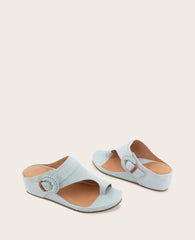 GENTLE SOULS - Galina Suede Toe Ring Buckle Wedge Sandal