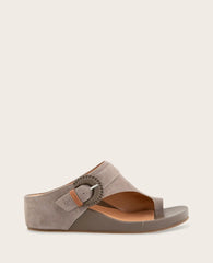 GENTLE SOULS - Galina Suede Toe Ring Buckle Wedge Sandal
