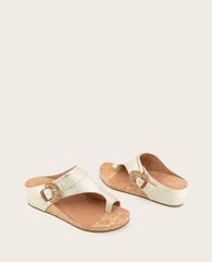 GENTLE SOULS - Galina Leather Toe Ring Buckle Wedge Sandal