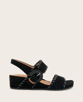 GENTLE SOULS - Gayle Suede Two Band Whip Stitch Wedge Sandal