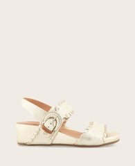 GENTLE SOULS - Gayle Metallic Two Band Whip Stitch Wedge Sandal