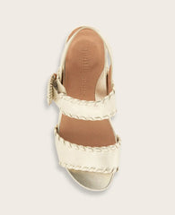 GENTLE SOULS - Gayle Metallic Two Band Whip Stitch Wedge Sandal