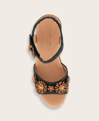 GENTLE SOULS - Gibson Raffia Floral Ankle Strap Wedge Sandal