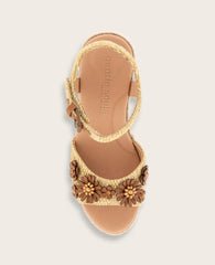 GENTLE SOULS - Gibson Raffia Floral Ankle Strap Wedge Sandal