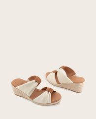 GENTLE SOULS - Gracious Leather Rouched Espadrille Wedge