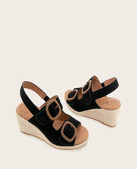 GENTLE SOULS - Greca Suede Two Band Buckle Wedge