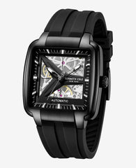Skeleton Automatic Black Silicone Strap Watch