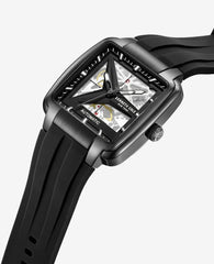 Skeleton Automatic Black Silicone Strap Watch