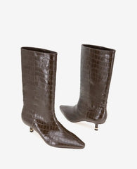Meryl Leather Croco Bootie