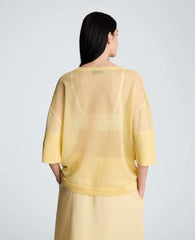 Semi Sheer Crew Neck with Slit Sleeves