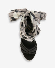 Nikkii Printed Fabric Wrap Around Platform Heel