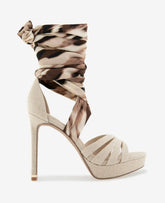 Nikkii Printed Fabric Wrap Around Platform Heel