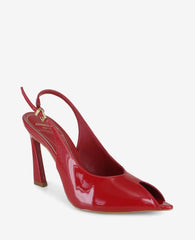 Priya Patent Peep-Toe Slingback Heel