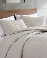 Serenity Wavy Lines Beige Comforter Set