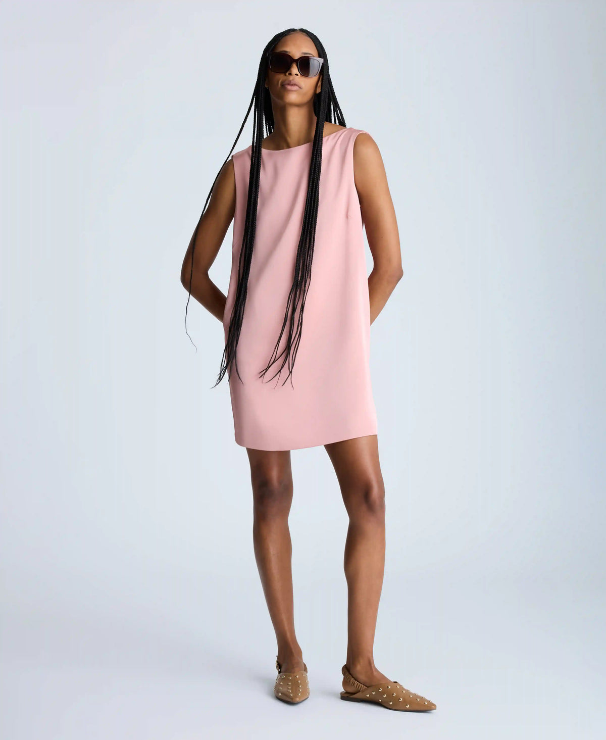 Sleeveless Draped Back Shift Dress