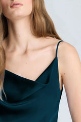 Cowl Neck Side Slit Maxi Slip Dress