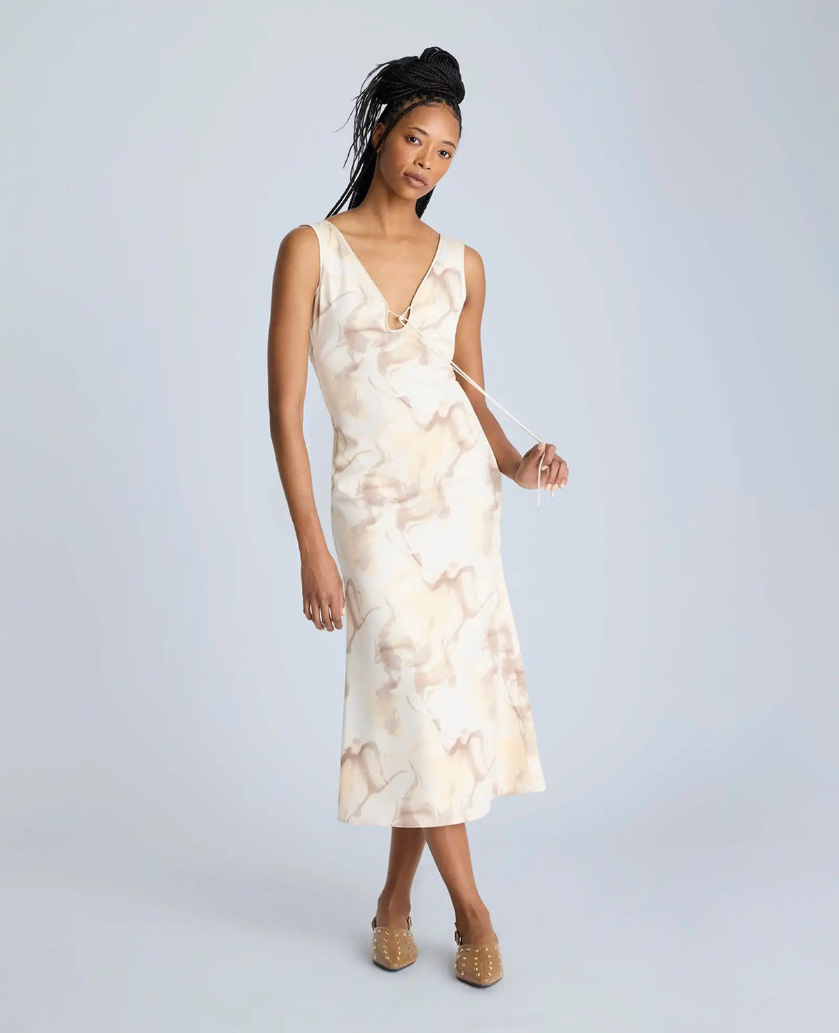 Sleeveless V-Neck Midi Dress