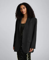 Luxe Twill Three Button Boyfriend Blazer