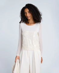 Sequin Mesh Long Sleeve Top