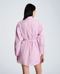 Striped Poplin Drop Shoulder Short Shirt Dress