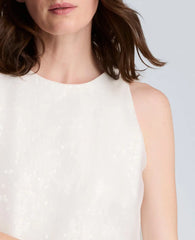 Sequin Sheer Overlay Crewneck Mini A-Line Dress