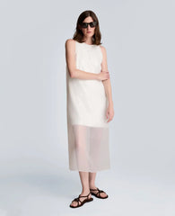 Sequin Sheer Overlay Crewneck Mini A-Line Dress