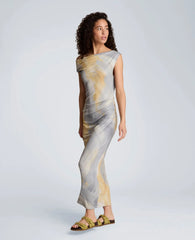 Ruched Waist Midi Off-The-Shoulder Dress