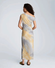 Ruched Waist Midi Off-The-Shoulder Dress