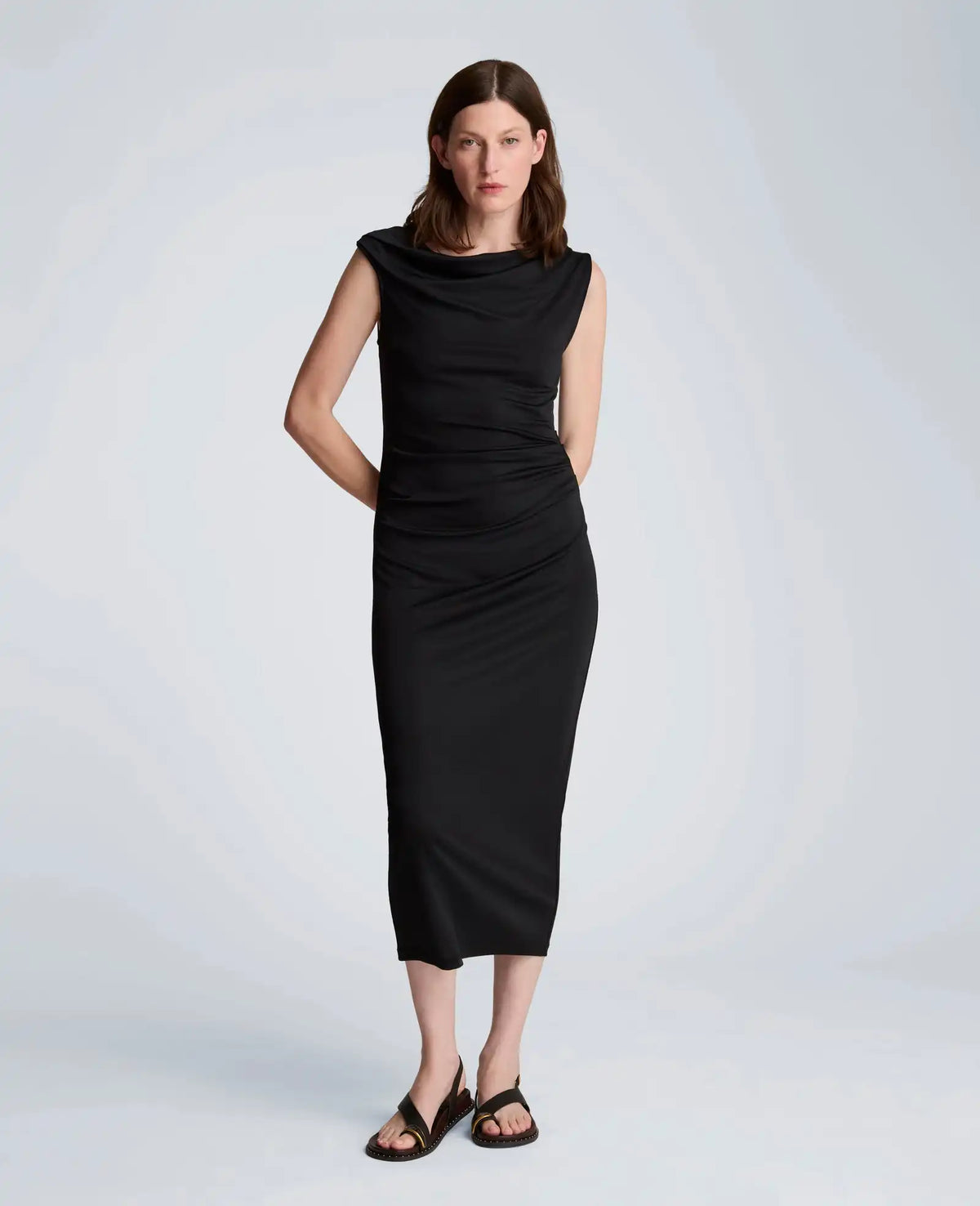 Ruched Waist Midi Off-The-Shoulder Dress