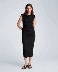 Ruched Waist Midi Off-The-Shoulder Dress