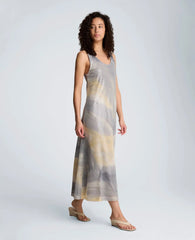 Printed Sequin Mesh Maxi Slip Dress