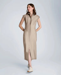 Bodice Pleat Midi Shirt Dress