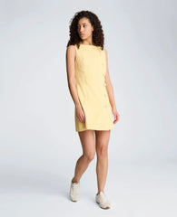 Button Front Boat Neck Sheath Short Cotton Cloque Dress