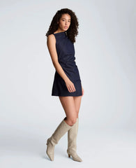 Cascade Detail Denim Mini Dress