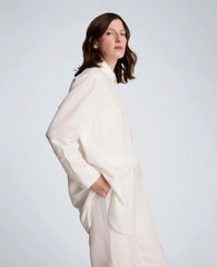 Refined Linen Drop Shoulder Button Front Boyfriend Shirt