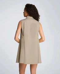 Cotton Poplin Sleeveless Trapeze Mini Dress