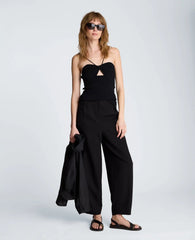 Fly Front Tapered Leg High Waisted Pleated Pant