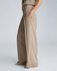 High Rise Fly Front Wide Leg Triple Pleat Pant